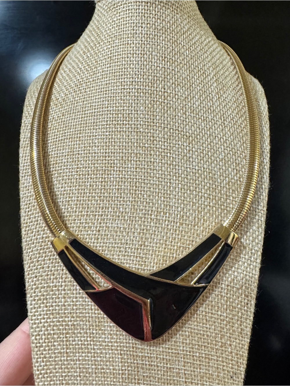 Vintage Trifari gold-plated Omega chain collar necklace
